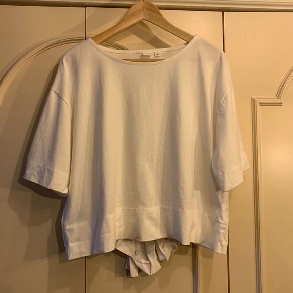 GAP White Crop T-Shirt with Bow - Picture 3 of 3